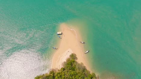 4K-aerial-drone-footage-of-Thai-beach,-sandbar,-Thailand,-Asia,-Ko-Nok,-Nok-island