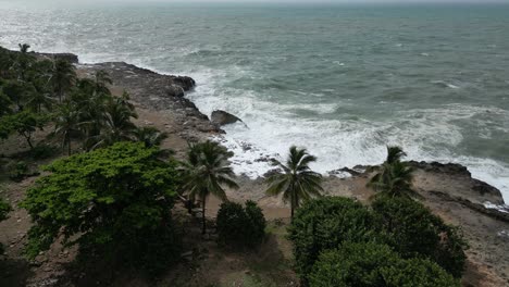 Santo-Domingo-coast-in-Dominican-Republic,-with-waves-battering-the-coast-after-Hurricane-Beryl