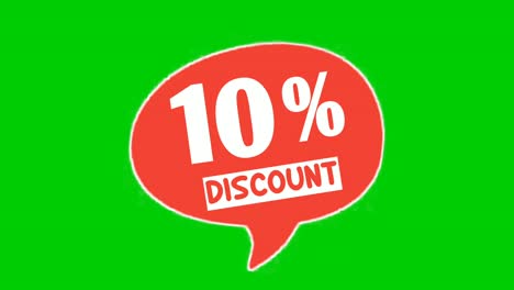 Discount-10%-percent-text-animation-motion-graphics-in-speech-bubble-suitable-for-your-flash-sales,black-Friday,-shopping-projects-business-concept-on-green-screen-video-elements