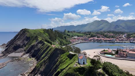 Chapel-Ermita-De-La-Guía,-Ribadesella-Asturias-Spain-Drone,aerial