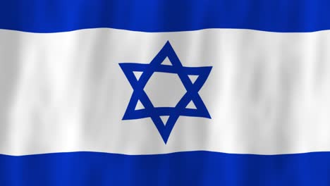 Israel-Flagge-Land-Animation-3d-Symbol-Design-Wehend-Im-Wind-Bewegung-National-Patriotismus-Welt-Kultur-Emblem-Banner-Weiß-Blau-Stern-Judentum-Westasien