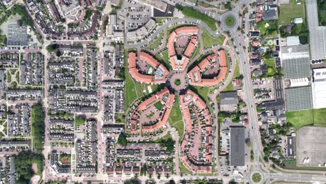 Leiden,-South-Holland,-The-Netherlands,-aerial-city-top-down-view