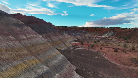 Rainbow-Mountains,-Rainbow-Valley-In-Arizona,-United-States---Aerial-Drone-Shot