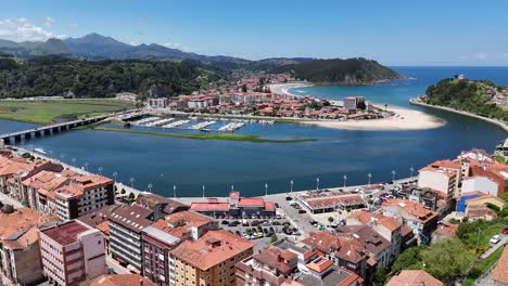 Ribadesella--seaside-resort-Asturias--Spain- drone,aerial-4K-footage