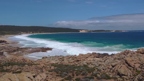 Amazing-rocky-coast-of-Margaret-River-with-turquoise-clear-water-breaking-against-the-rock-formation