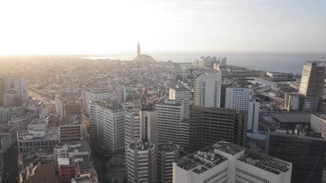 Aerial-view-of-Casablanca,-empty-and-quit-during-the-coronavirus-containment