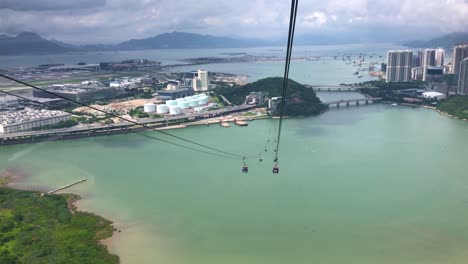 Cable-car-over-the-sea-in-Lantau-island-in-Hong-Kong