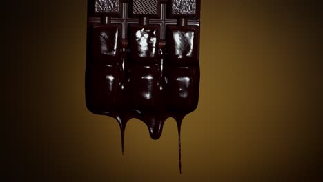 Melted-liquid-dark-chocolate-dripping-from-chocolate-bar,-molten-hot-chocolate-dessert-flowing