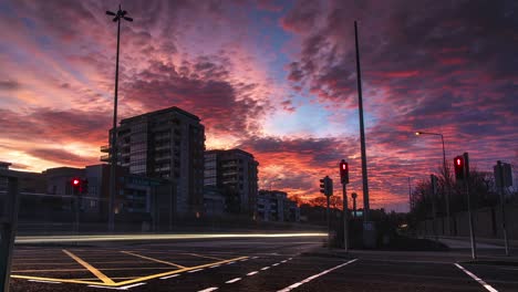 Day-to-Night-Time-Lapse-of-a-Busy-Intersection-During-Rush-Hour-in-Dublin,-Ireland