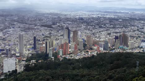 A-view-of-the-downtown-area-of-Bogotá,-Colombia-from-the-hills-in-Monserrate