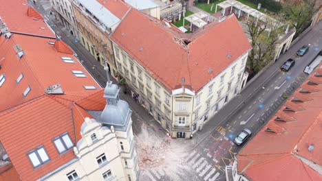 Terremoto-En-Zagreb,-Durante-El-Virus-De-La-Corona-Covid19---Imágenes-Aéreas