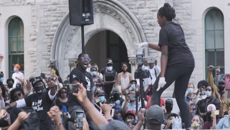 Young-Black-woman-performing-a-dance-at-a-Black-Lives-Matter-protest-in-Ottawa