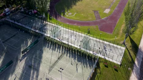 Outdoors-courts-for-playing-paddle,-tennis-and-football-in-Salamanca,-Spain