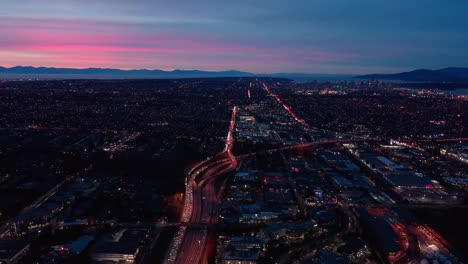 Aerial-view-of-busy-City-Traffic-at-Dusk