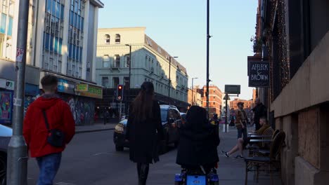 Daily-life-in-Northern-Quarter-of-Manchester-city,-static-street-view