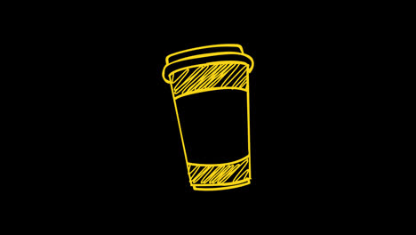 Animación-En-Bucle-Del-Concepto-De-Taza-De-Café-De-Plástico-De-Fideos-Dibujados-A-Mano-Con-Canal-Alfa