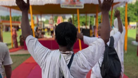 Close-up-shot-of-saints-of-Iskon-Mayapur-at-Rath-Yatra-Festival-in-Kolkata