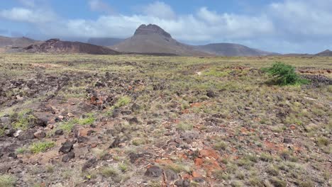 Flying-Low-Above-Lava-Fields-of-Sao-Vicente-Island,-Cape-Verde,-Drone-Shot