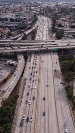 Los-Angeles,-California-USA,-Vertical-Aerial-View-of-Highways-Interchange,-State-and-Interstate-Routes