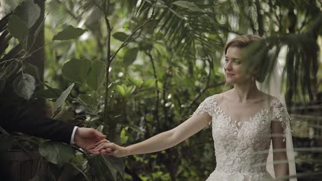 Newlyweds.-Caucasian-groom-with-bride-in-the-park.-Wedding-couple.-Happy-family