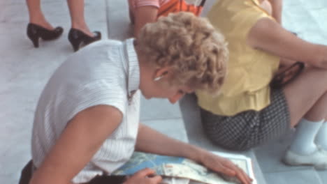 Woman-Seated-on-Stairs-of-a-Public-Place-in-Washington,-D