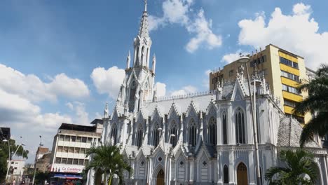 Cali,-Colombia,-Iglesia-Ermita-Exterior-on-Sunny-Day,-Famous-Church-and-City-Landmark