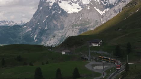 Establishing-Shot-of-Swiss-Valley-with-Train