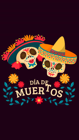 Una-Animación-De-Una-Ilustración-Plana-Dibujada-A-Mano-Del-Día-De-Muertos.