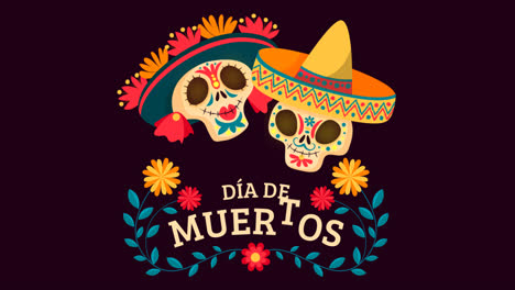 Una-Animación-De-Una-Ilustración-Plana-Dibujada-A-Mano-Del-Día-De-Muertos.