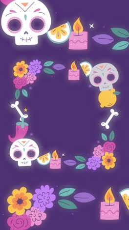 Una-Animación-De-Una-Plantilla-De-Marco-Plano-Para-La-Celebración-Del-Día-De-Muertos.