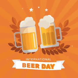 Una-Animación-De-Una-Ilustración-Plana-Del-Día-Internacional-De-La-Cerveza.