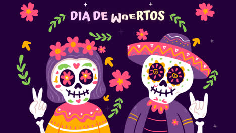 Una-Animación-De-Fondo-Plano-De-Celebración-Del-Día-De-Muertos.