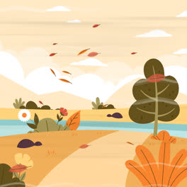 Eine-Animation-Einer-Handgezeichneten-Herbstlandschaft