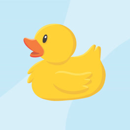 An-animation-of-Flat-yellow-rubber-duck-on-water