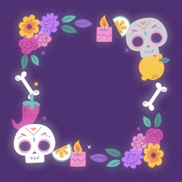 Una-Animación-De-Una-Plantilla-De-Marco-Plano-Para-La-Celebración-Del-Día-De-Muertos.