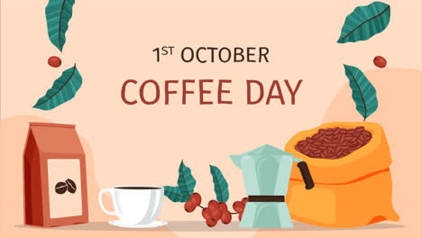 Una-Animación-De-Fondo-Plano-Para-La-Celebración-Del-Día-Internacional-Del-Café.