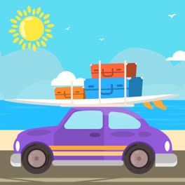 An-animation-of-Flat-design-summer-car-illustration