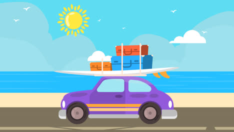 An-animation-of-Flat-design-summer-car-illustration