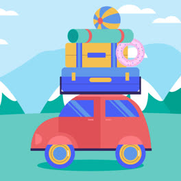 An-animation-of-Hand-drawn-flat-summer-car-illustration