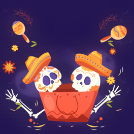 An-animation-of-Hand-drawn-flat-dia-de-muertos-sale-illustration