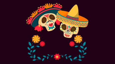 Una-Animación-De-Una-Ilustración-Plana-Dibujada-A-Mano-Del-Día-De-Muertos.