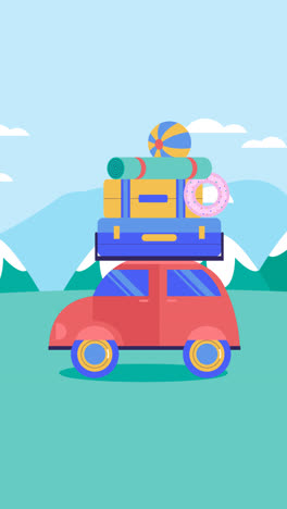 An-animation-of-Hand-drawn-flat-summer-car-illustration