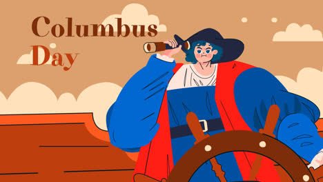 Eine-Animation-Des-Flachen-Columbus-Day-Hintergrunds