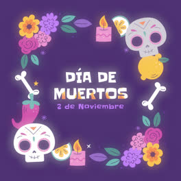 Eine-Animation-Einer-Flachen-Rahmenvorlage-Für-Die-Dia-De-Muertos-Feier