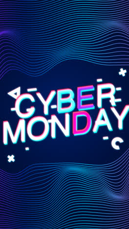 Eine-Animation-Eines-Flachen,-Welligen-Cyber-Monday-Hintergrunds