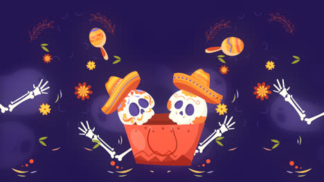 Eine-Animation-Einer-Handgezeichneten-Flachen-Dia-De-Muertos-Verkaufsillustration