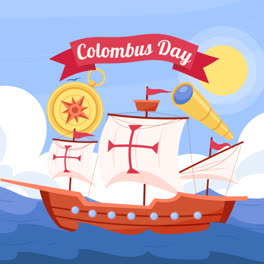 An-animation-of-Hand-drawn-flat-columbus-day-background