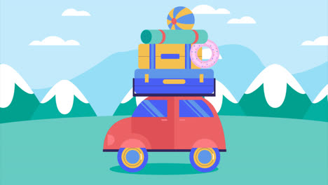 An-animation-of-Hand-drawn-flat-summer-car-illustration