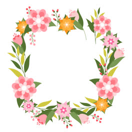 An-animation-of-Colorful-floral-frame-with-flat-design