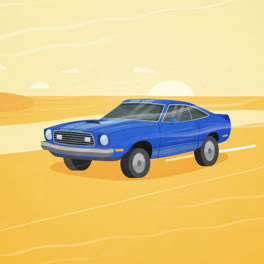 An-animation-of-Flat-design-muscle-car-illustration